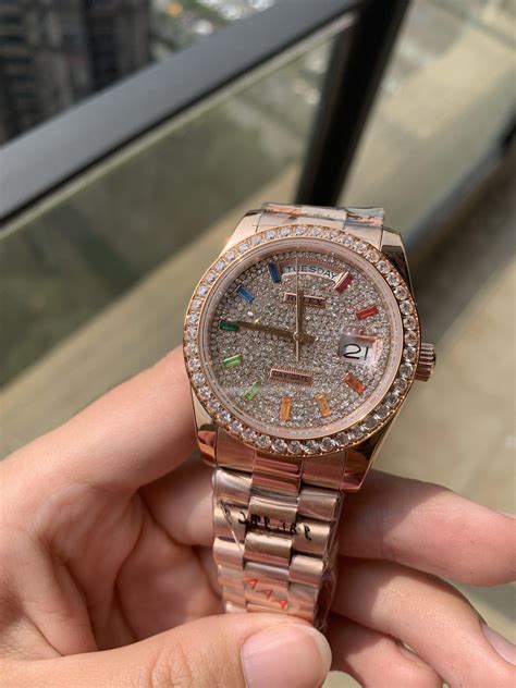 rose gold rolex iced out